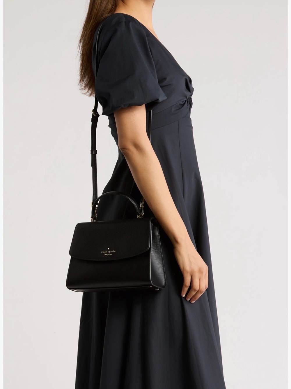 kate spade Black Leather Structured Top-Handle Bag - Picture 2 of 10